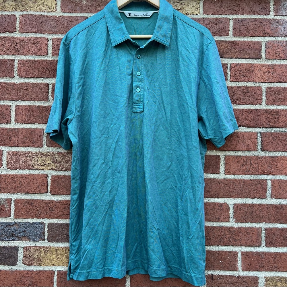 Travis Mathew Mens Short Sleeve Golf Polo Shirt Pima Cotton Green Size Large